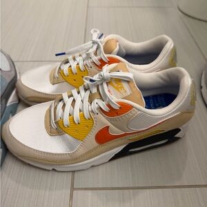 Nike Men's Sneakers - White, Orange, Yellow, and Tan